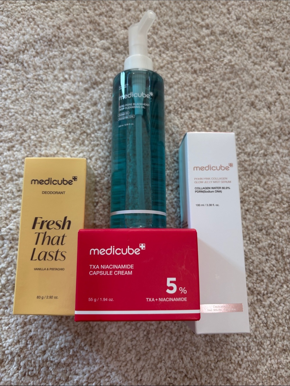Medicube Bundle Deodorant TXA Niacinamide Cream Collagen Water Cleanser